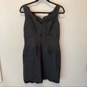 Adrianna Papell Scalloped Black Silk Dress